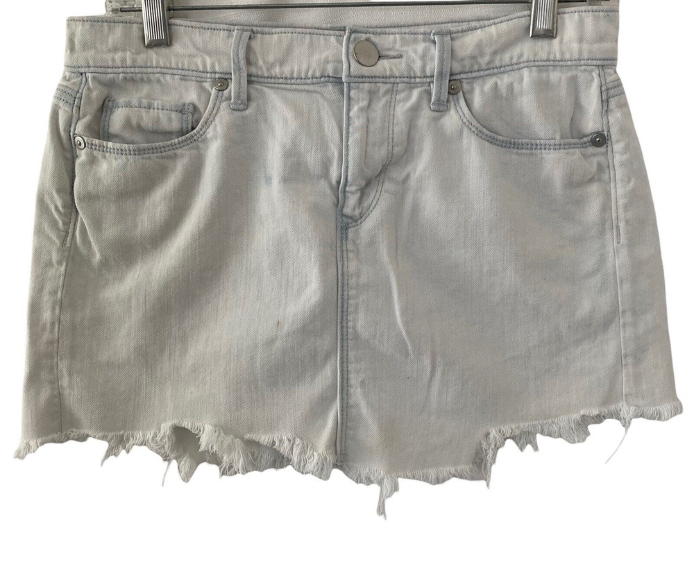 Ann Taylor Loft Micro Mini Skirt Womens 26 Distressed Light Wash Frayed Hem